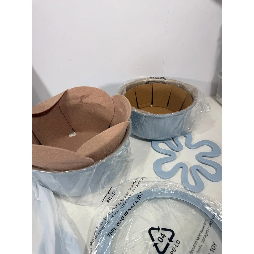 Carote 9 Piece Nonstick Cookware Set Light Blue 2 Pots w Lid Trivet click handle